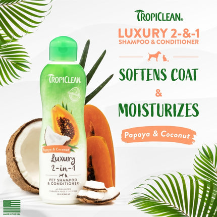 TropiClean Luxe 2 in 1 Shampoo & Conditioner - 355ml